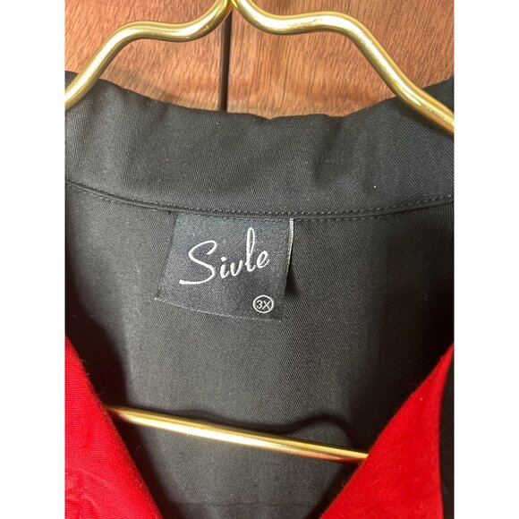 Vintage Style Black & Red Bowling Shirt By Sivle 3X Short Sleeve Button-Up - Picture 4 of 10